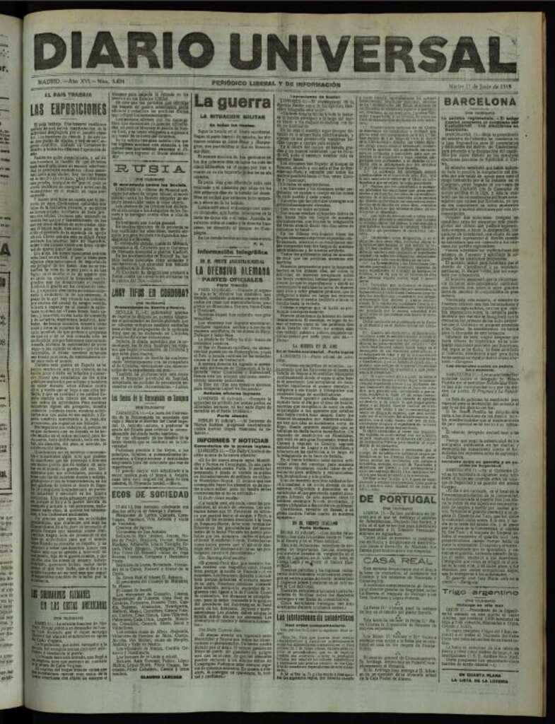 Miniatura de Diario Universal del 11 de junio de 1918