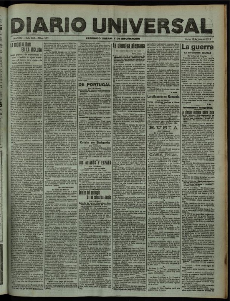 Miniatura de Diario Universal del 18 de junio de 1918
