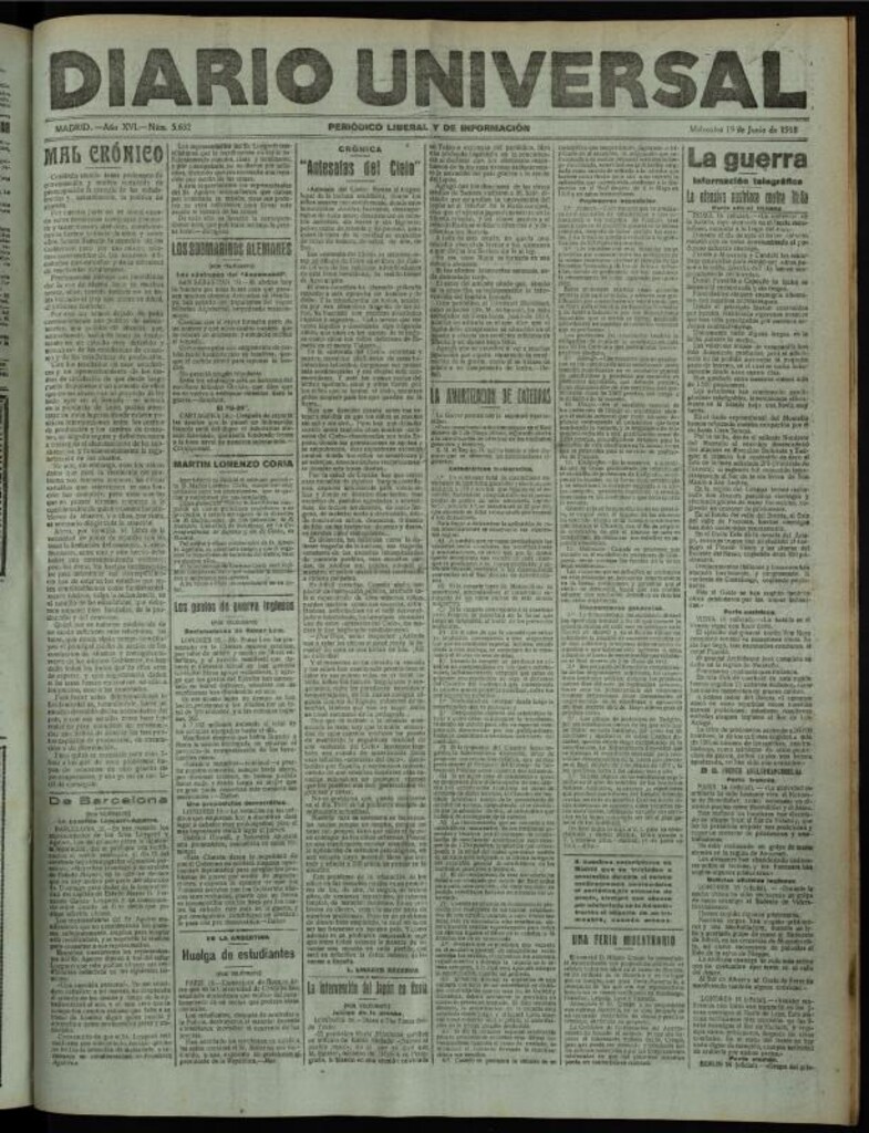 Miniatura de Diario Universal del 19 de junio de 1918