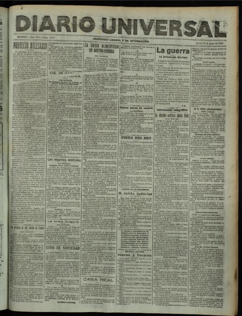 Miniatura de Diario Universal del 20 de junio de 1918