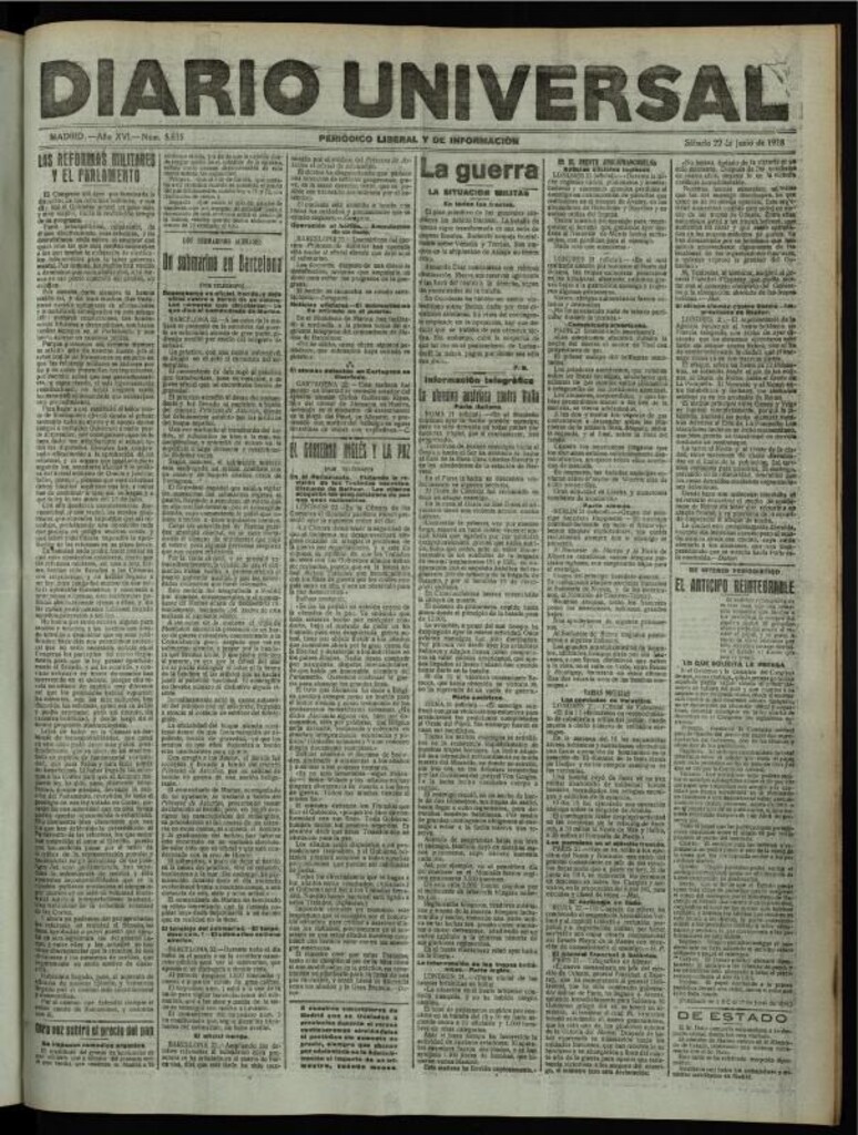 Miniatura de Diario Universal del 22 de junio de 1918