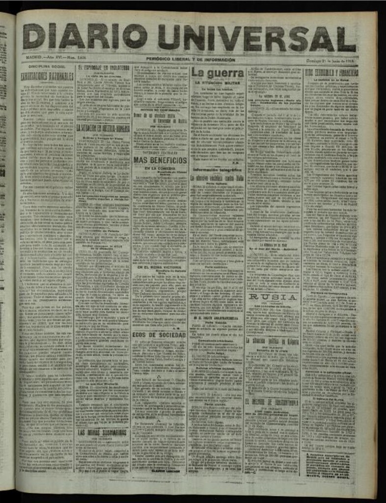 Miniatura de Diario Universal del 23 de junio de 1918