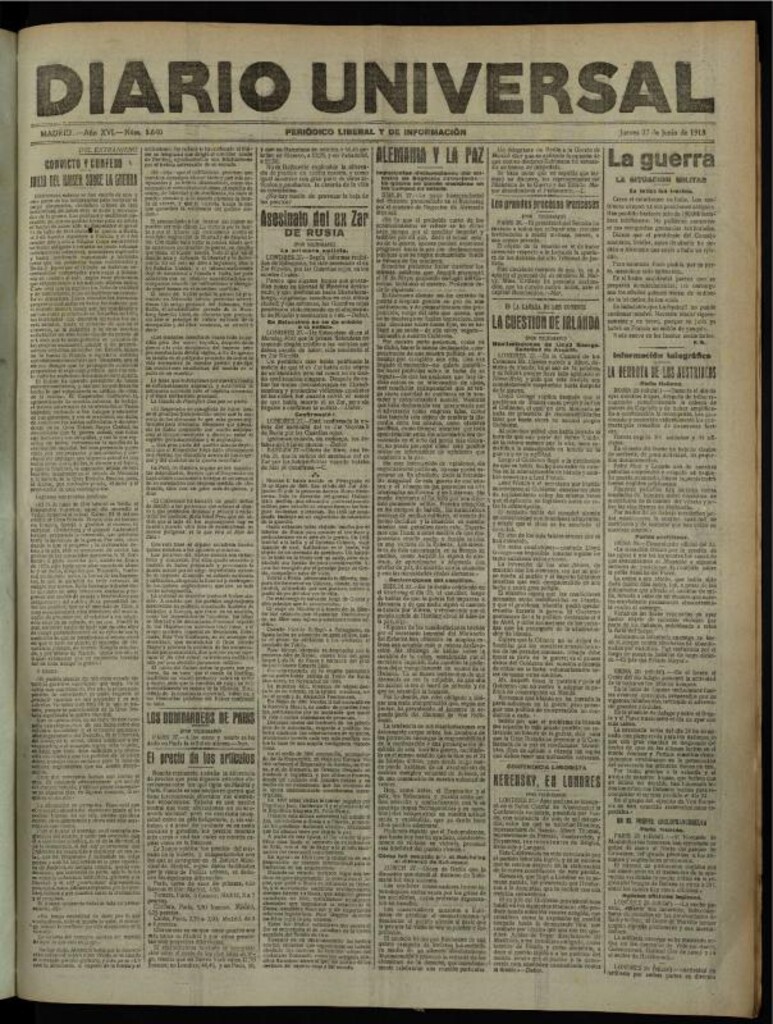 Miniatura de Diario Universal del 27 de junio de 1918