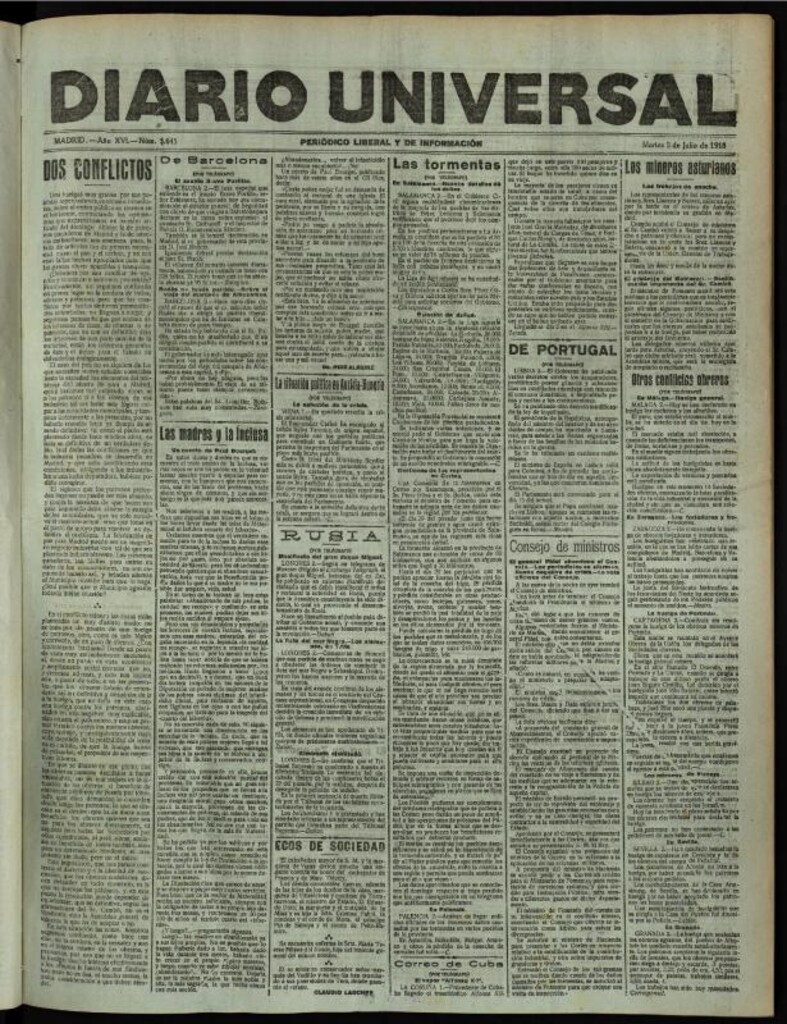 Miniatura de Diario Universal del 2 de julio de 1918