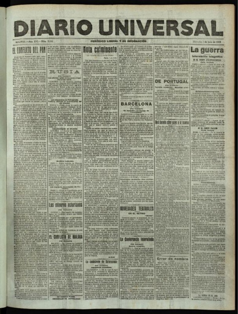 Miniatura de Diario Universal del 3 de julio de 1918