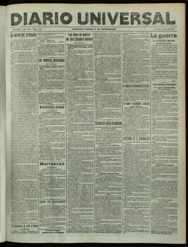 Miniatura de Diario Universal del 5 de julio de 1918