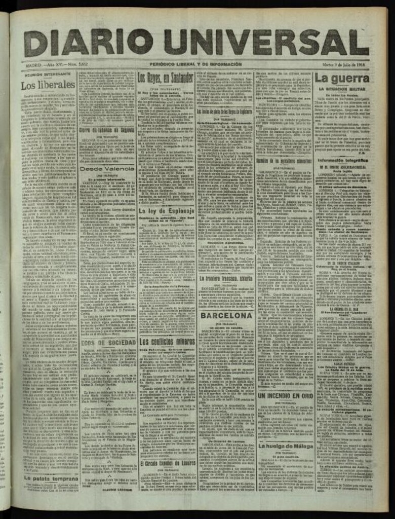 Miniatura de Diario Universal del 9 de julio de 1918