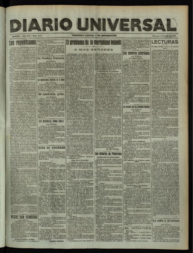 Miniatura de Diario Universal del 14 de julio de 1918