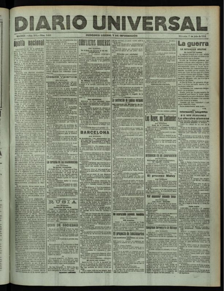 Miniatura de Diario Universal del 17 de julio de 1918
