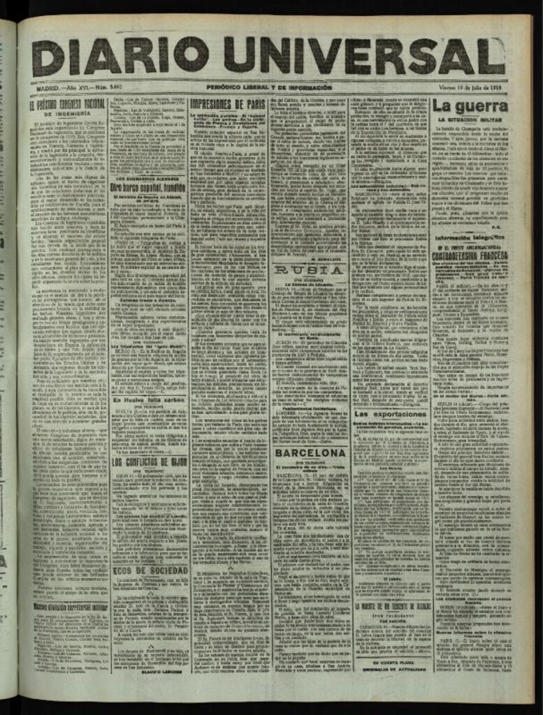 Miniatura de Diario Universal del 19 de julio de 1918
