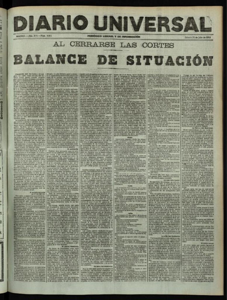 Miniatura de Diario Universal del 20 de julio de 1918