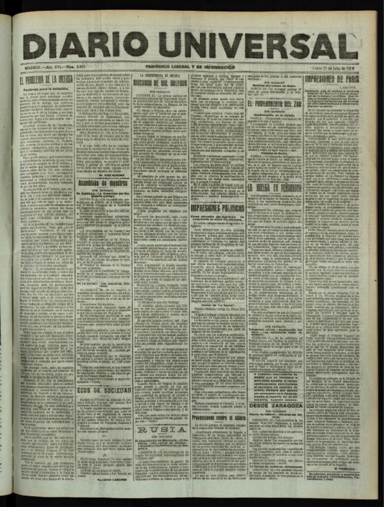 Miniatura de Diario Universal del 22 de julio de 1918