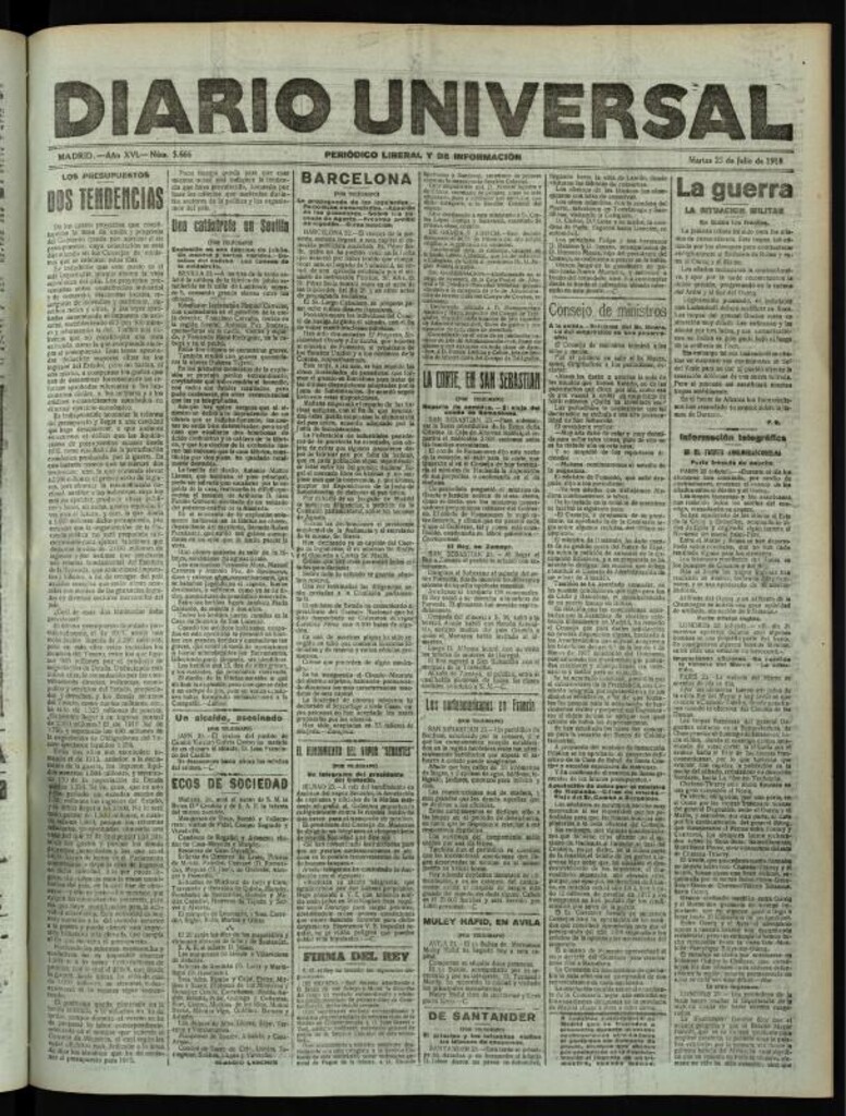Miniatura de Diario Universal del 23 de julio de 1918
