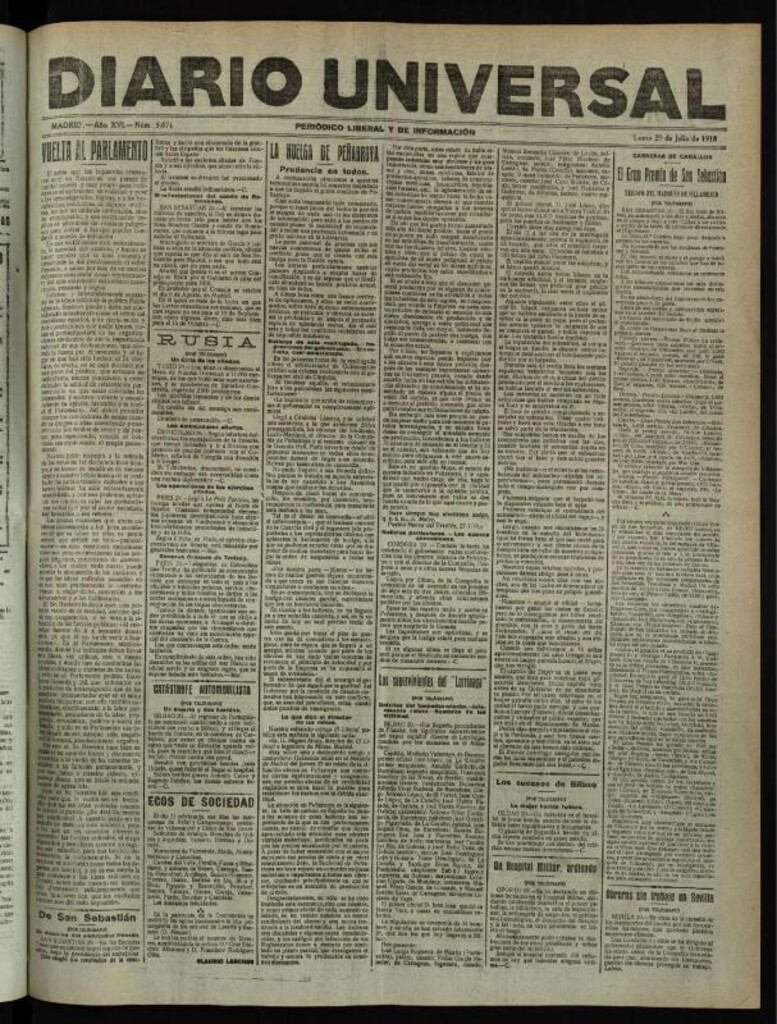 Miniatura de Diario Universal del 29 de julio de 1918