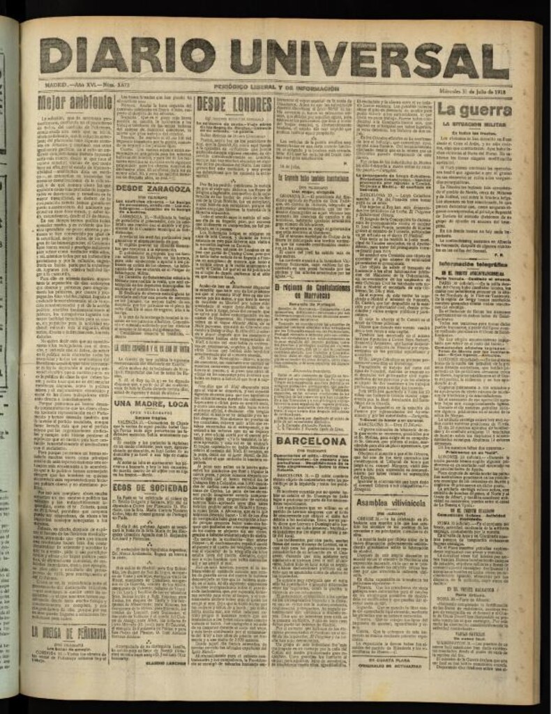 Miniatura de Diario Universal del 31 de julio de 1918