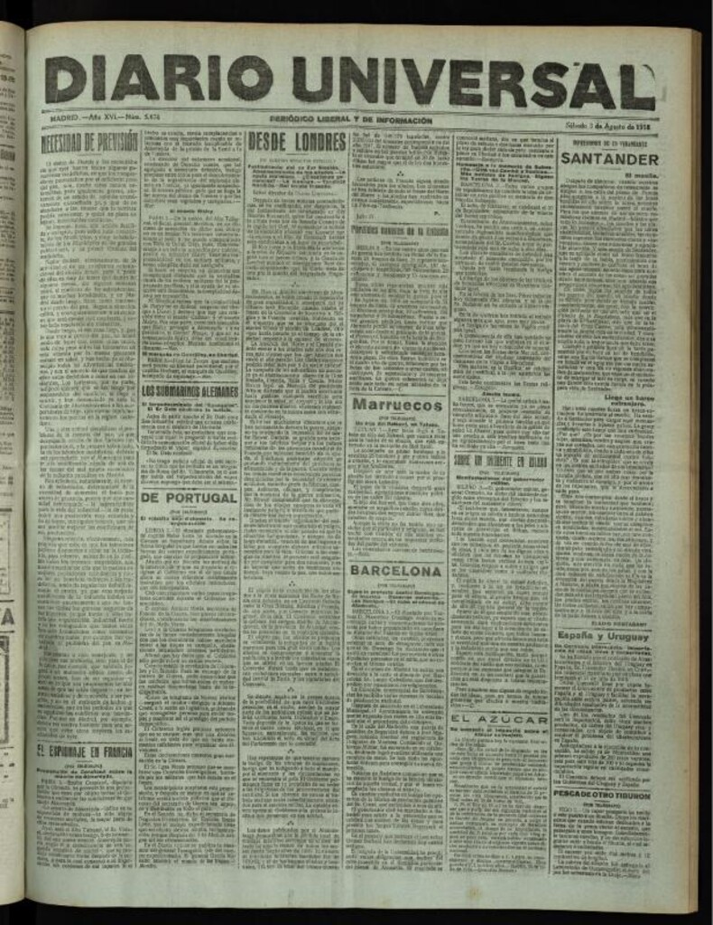 Miniatura de Diario Universal del 3 de agosto de 1918