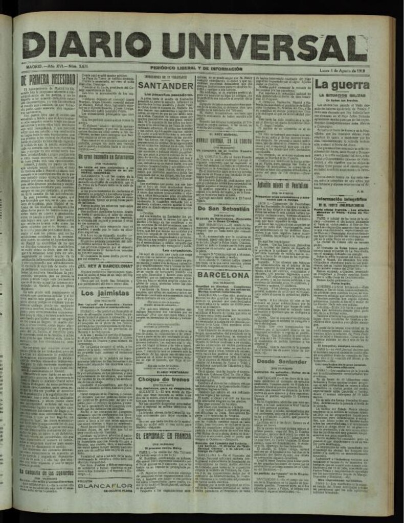 Miniatura de Diario Universal del 5 de agosto de 1918