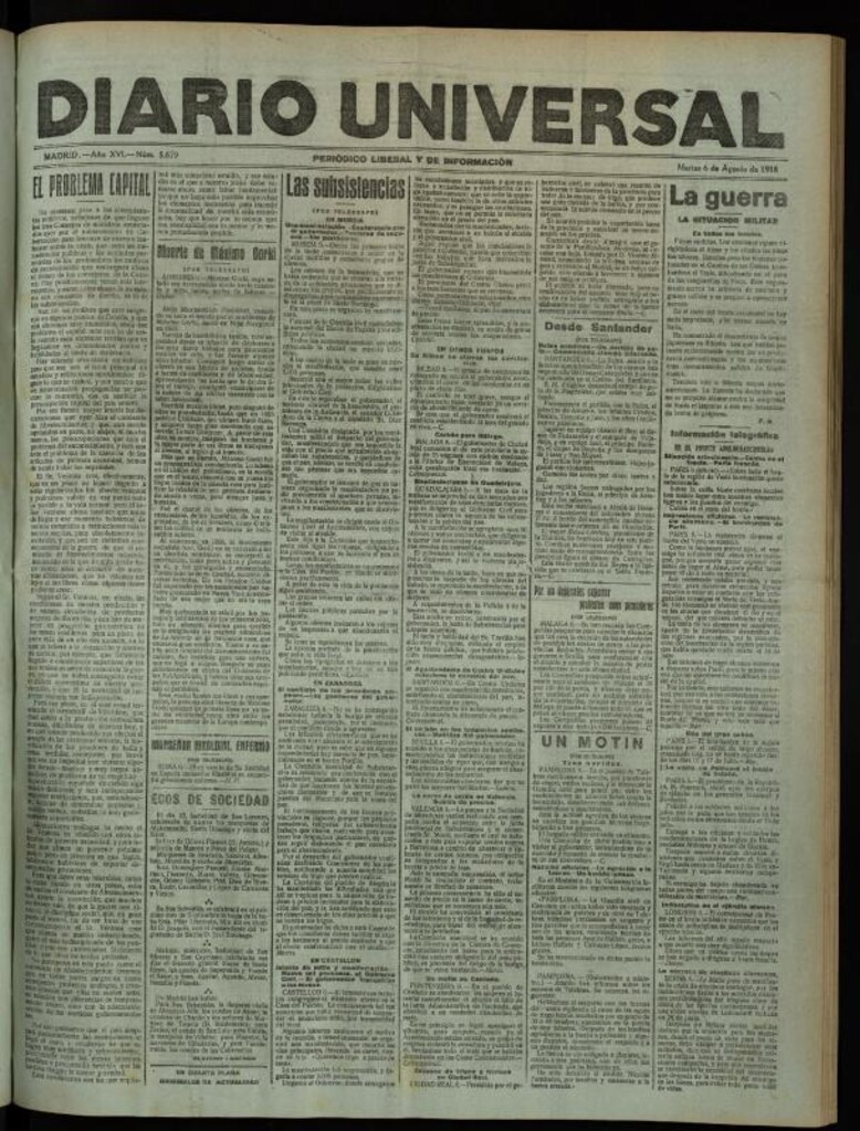 Miniatura de Diario Universal del 6 de agosto de 1918
