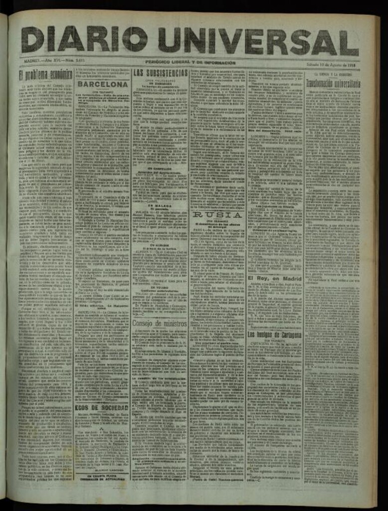 Miniatura de Diario Universal del 10 de agosto de 1918