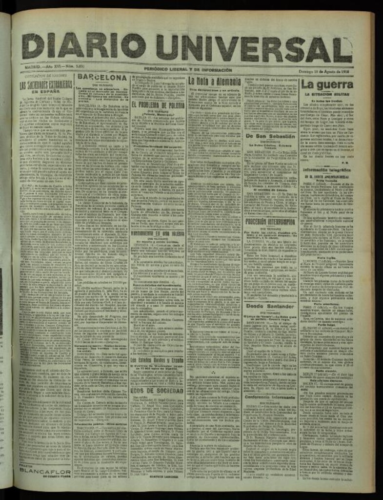 Miniatura de Diario Universal del 18 de agosto de 1918