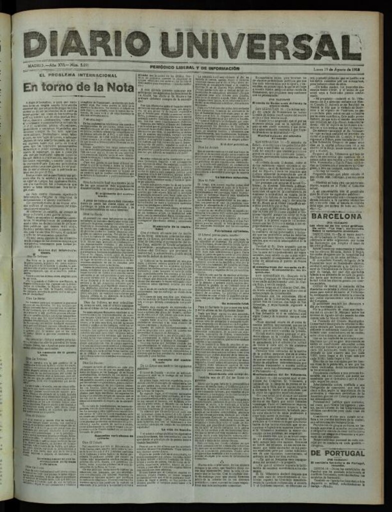 Miniatura de Diario Universal del 19 de agosto de 1918