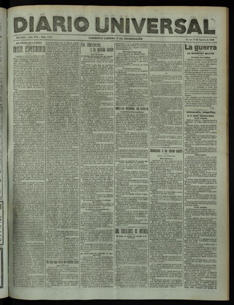Miniatura de Diario Universal del 20 de agosto de 1918