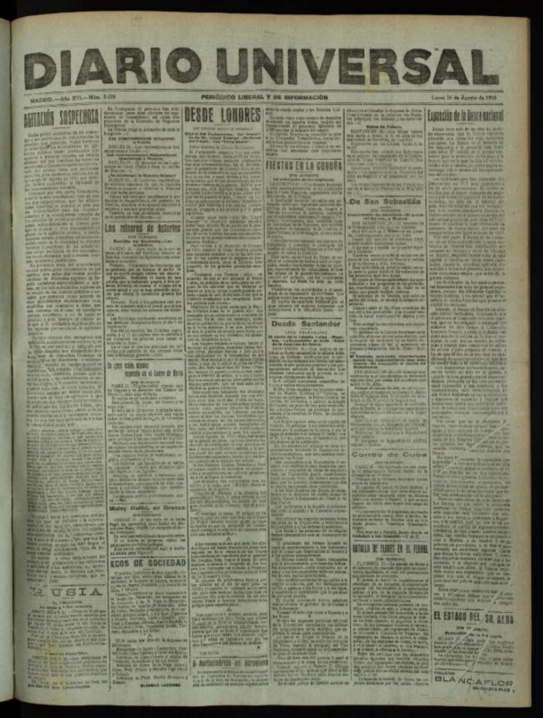 Miniatura de Diario Universal del 26 de agosto de 1918