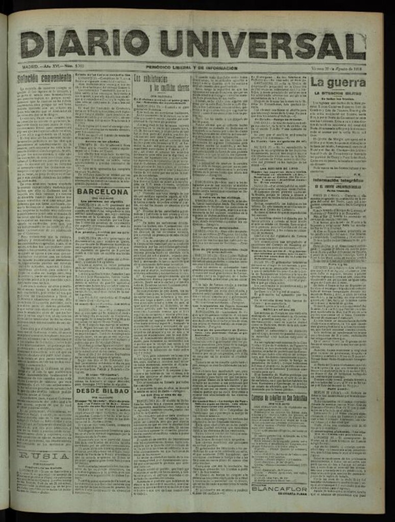 Miniatura de Diario Universal del 30 de agosto de 1918