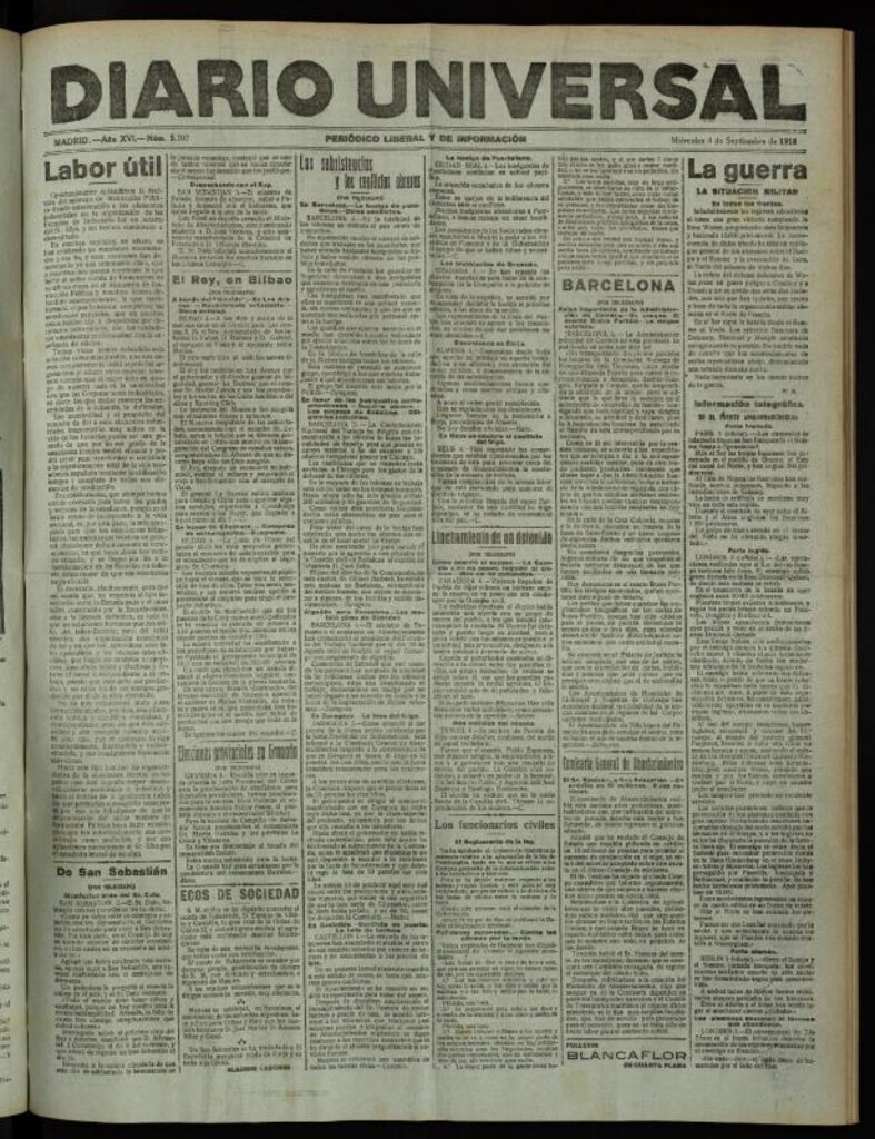 Miniatura de Diario Universal del 4 de septiembre de 1918