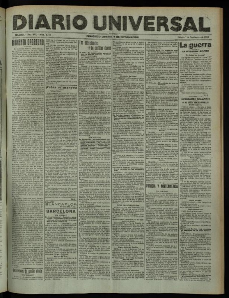 Miniatura de Diario Universal del 7 de septiembre de 1918