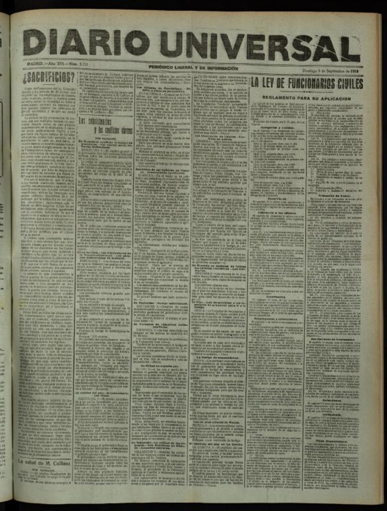 Miniatura de Diario Universal del 8 de septiembre de 1918
