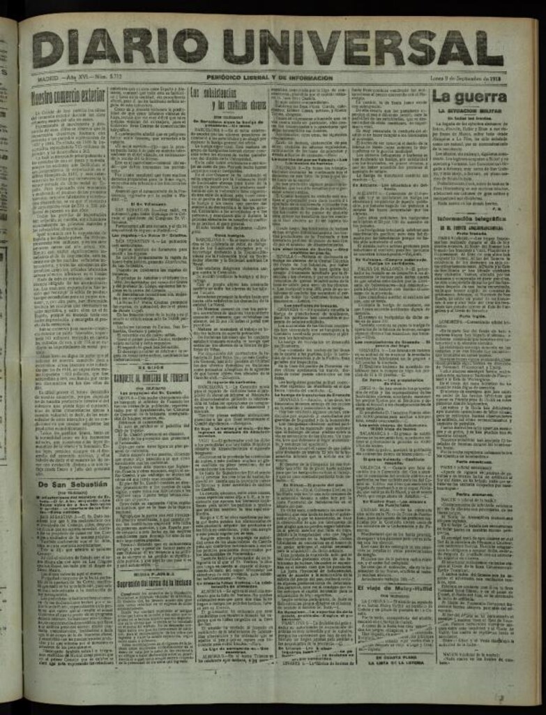 Miniatura de Diario Universal del 9 de septiembre de 1918