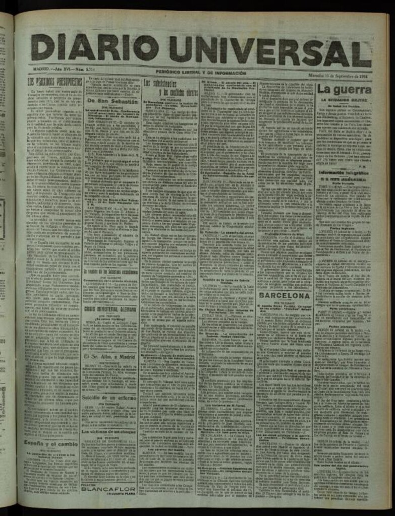 Miniatura de Diario Universal del 11 de septiembre de 1918