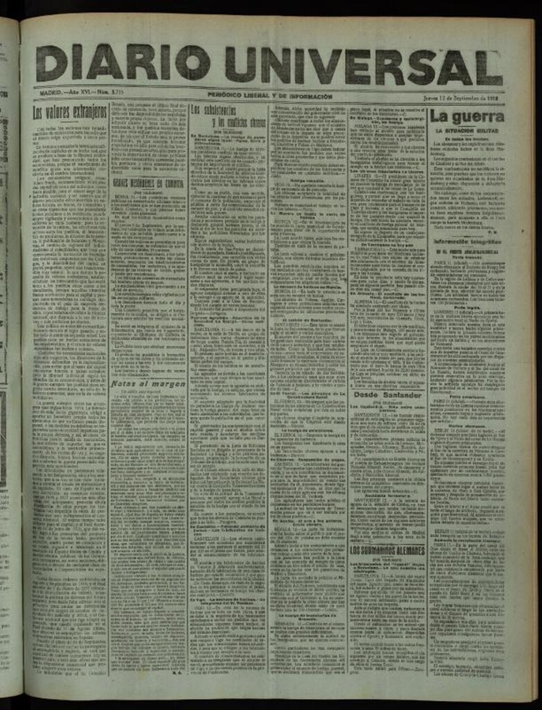 Miniatura de Diario Universal del 12 de septiembre de 1918