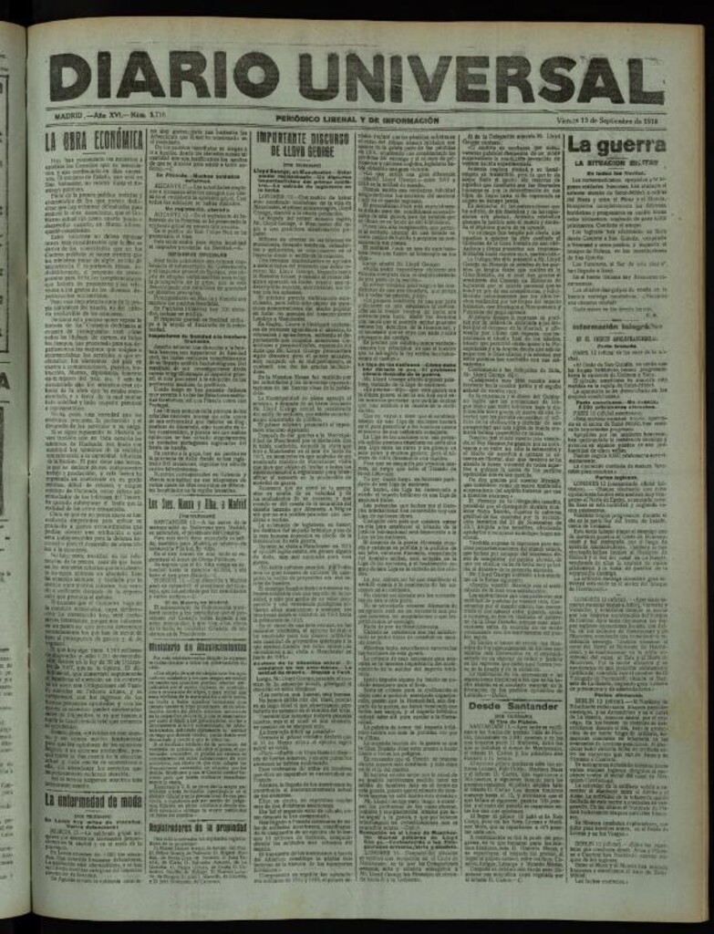 Miniatura de Diario Universal del 13 de septiembre de 1918