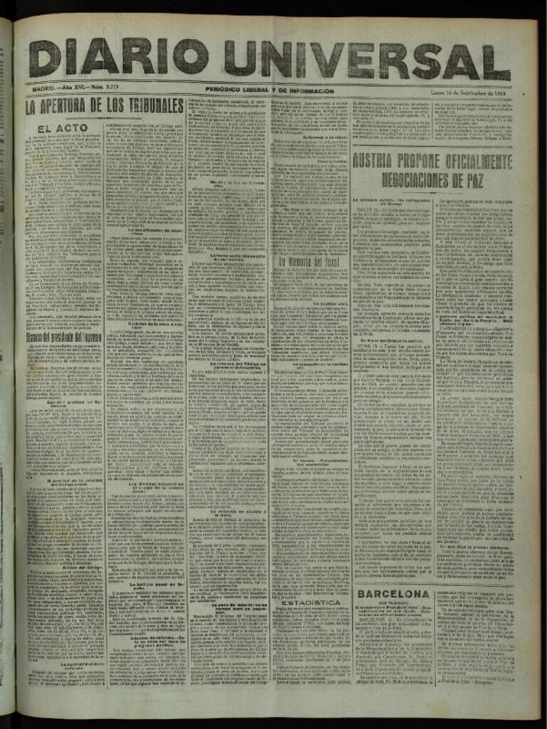 Miniatura de Diario Universal del 16 de septiembre de 1918
