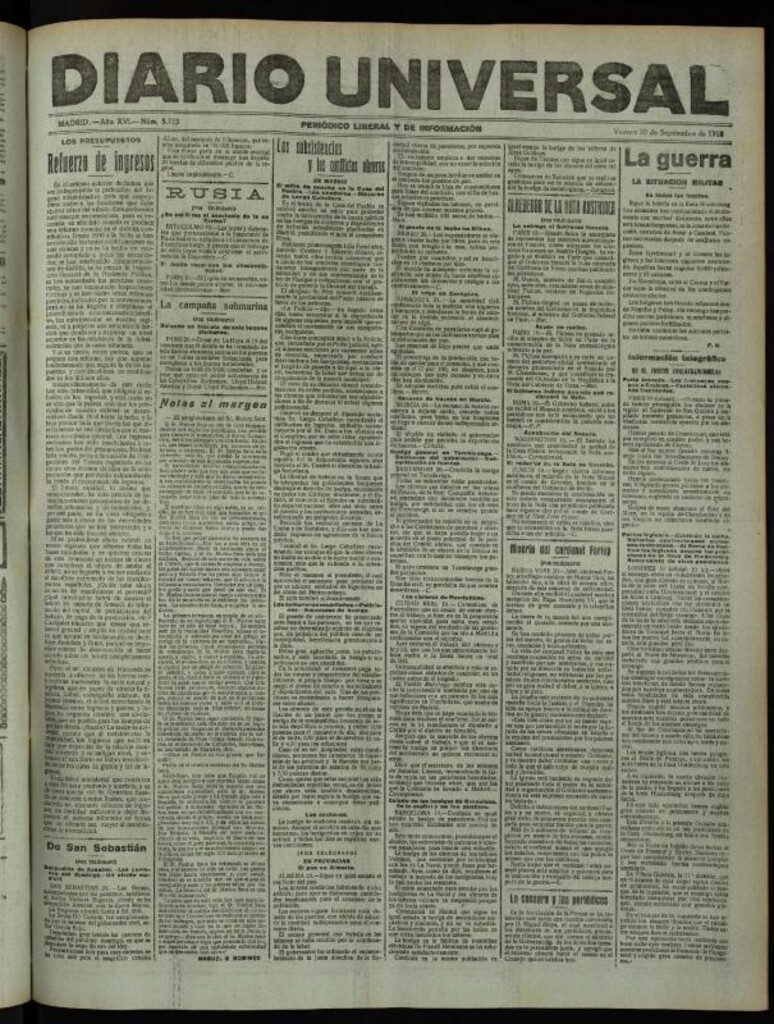 Miniatura de Diario Universal del 20 de septiembre de 1918