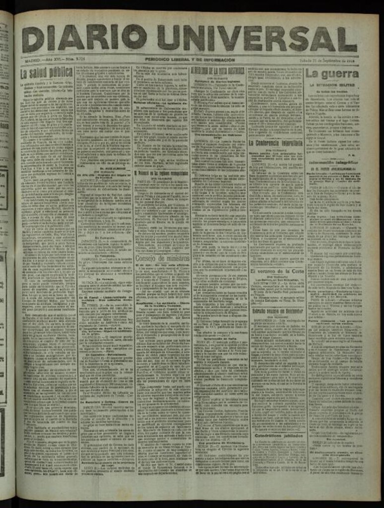 Miniatura de Diario Universal del 21 de septiembre de 1918