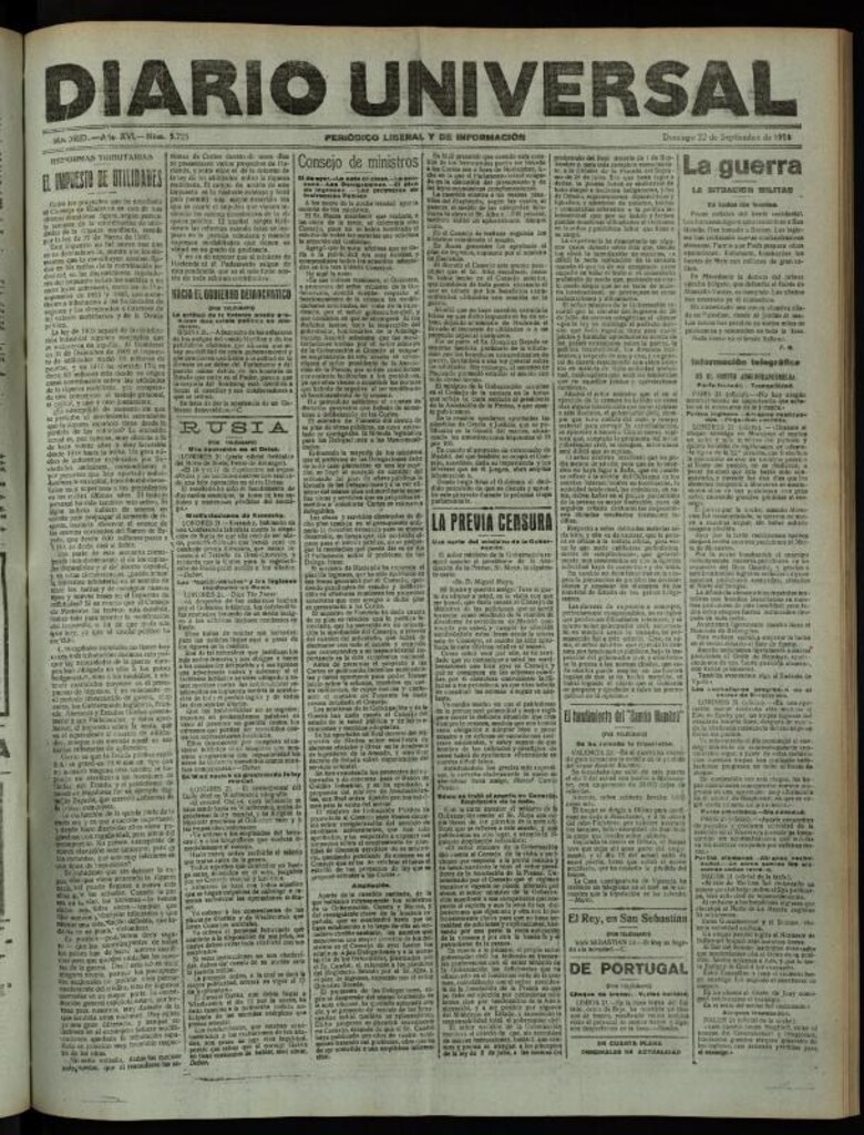 Miniatura de Diario Universal del 22 de septiembre de 1918
