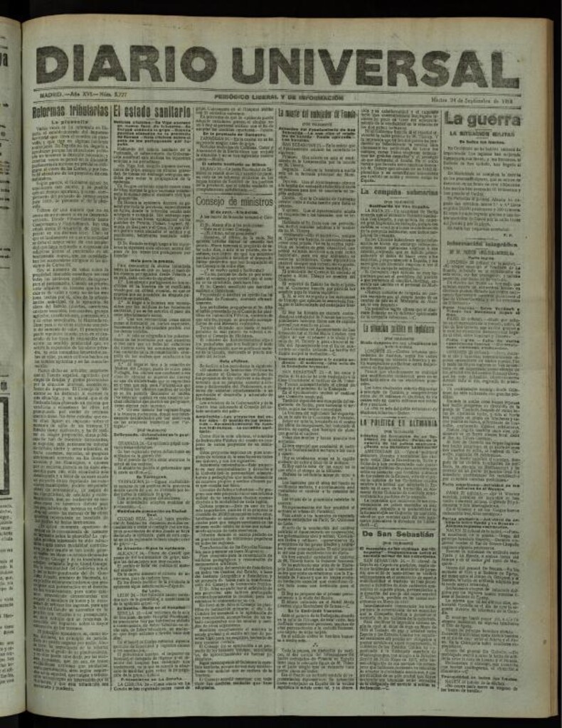 Miniatura de Diario Universal del 24 de septiembre de 1918
