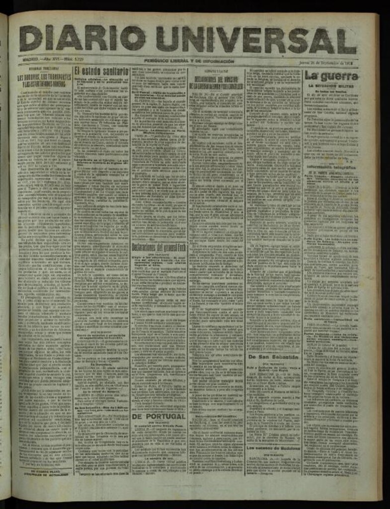Miniatura de Diario Universal del 26 de septiembre de 1918