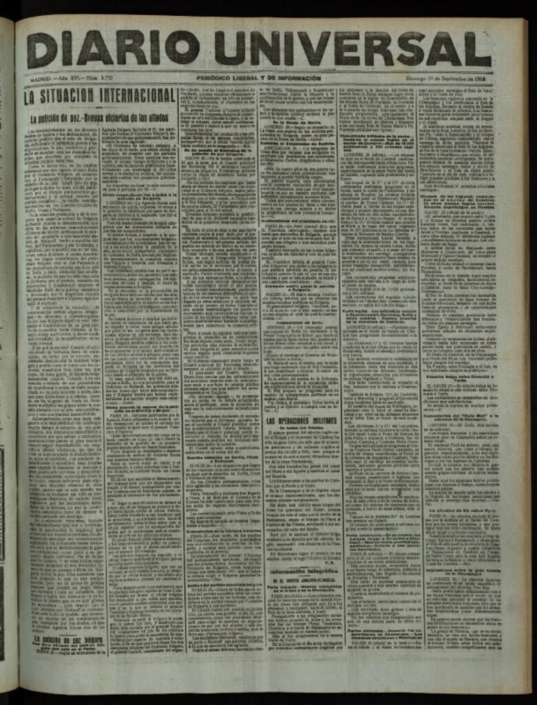 Miniatura de Diario Universal del 29 de septiembre de 1918
