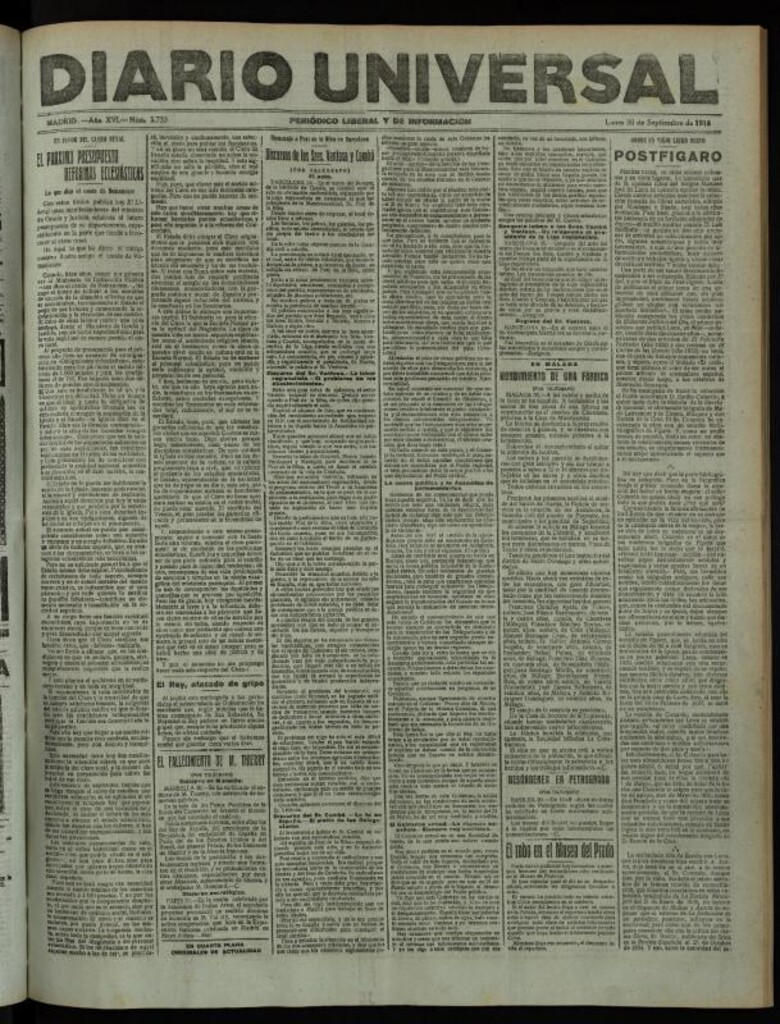 Miniatura de Diario Universal del 30 de septiembre de 1918