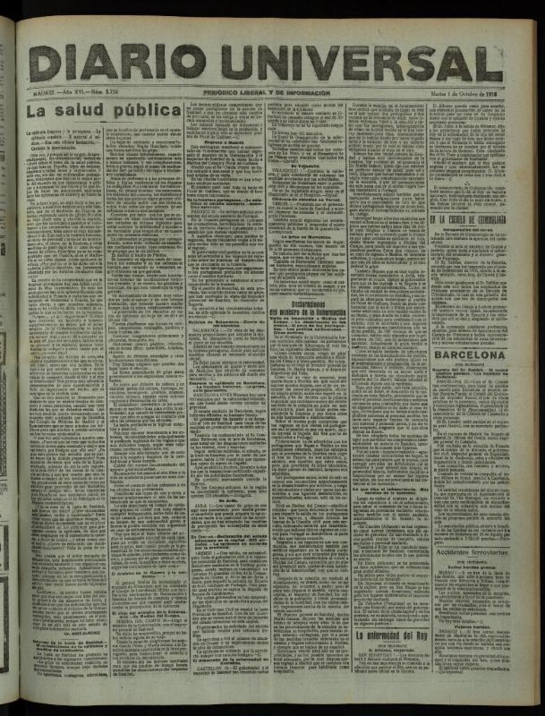 Miniatura de Diario Universal del 1 de octubre de 1918
