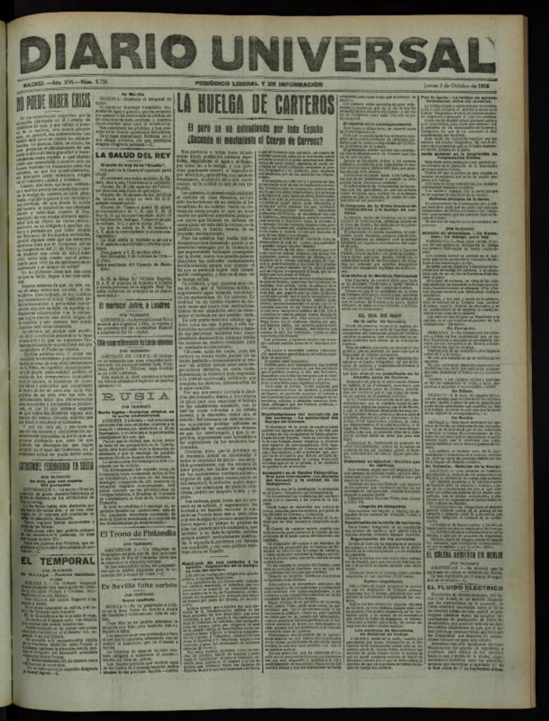 Miniatura de Diario Universal del 3 de octubre de 1918