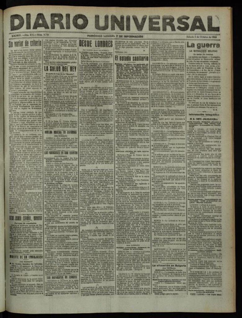 Miniatura de Diario Universal del 5 de octubre de 1918