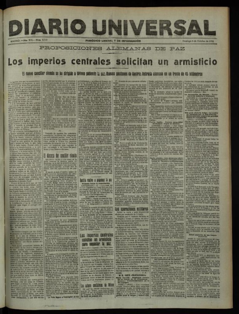 Miniatura de Diario Universal del 6 de octubre de 1918
