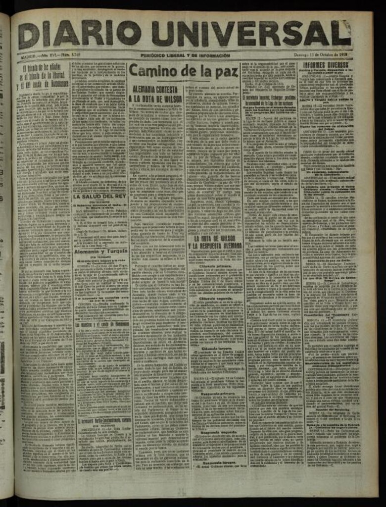 Miniatura de Diario Universal del 13 de octubre de 1918