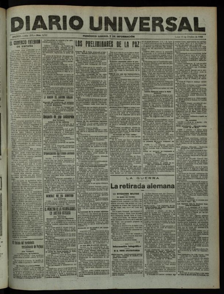 Miniatura de Diario Universal del 14 de octubre de 1918