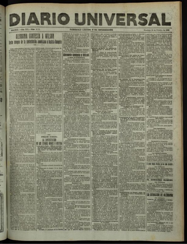 Miniatura de Diario Universal del 20 de octubre de 1918